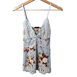 Womens Y2K Babydoll Floral Lace Top Size L Coquette Fairy Cottagecore Feminine